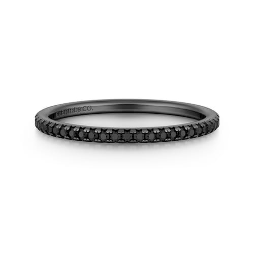 14K White Gold Black Rhodium Black Diamond Stackable Band - 0.18 Carats