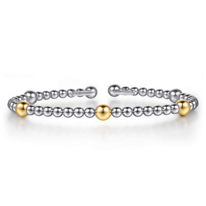 14K Yellow Gold and Sterling Silver Bujukan Split Bangle Bracelet