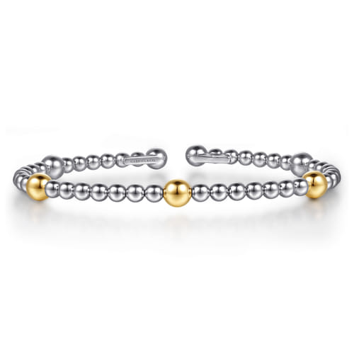 14K Yellow Gold and Sterling Silver Bujukan Split Bangle Bracelet