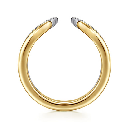 14K White-Yellow Gold U-Setting Diamond Open Anniversary Band (.15 CTW)