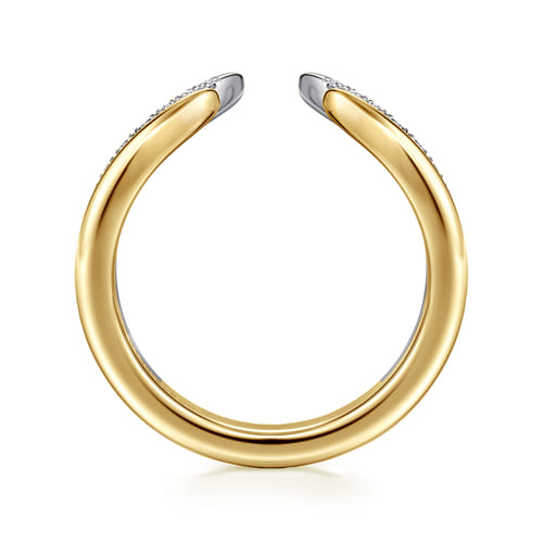 14K White-Yellow Gold U-Setting Diamond Open Anniversary Band (.15 CTW)