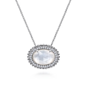 Gabriel & Co | Sterling Silver White Sapphire and Rock Crystal/White MOP Pendant Necklace