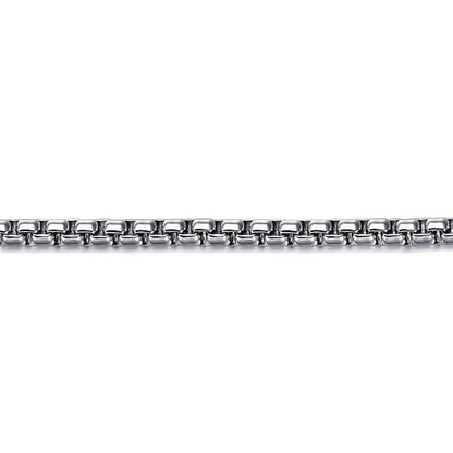Sterling Silver Solid Mens Round Box Chain Bracelet