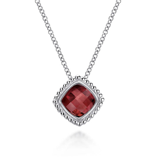 925 Sterling Silver Bujukan Garnet Pendant Necklace