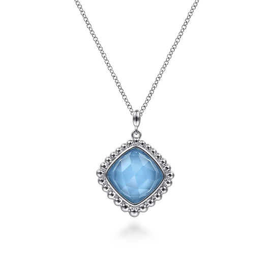 Gabriel & Co | 925 Sterling Silver Rock Crystal and Turquoise Pendant Necklace