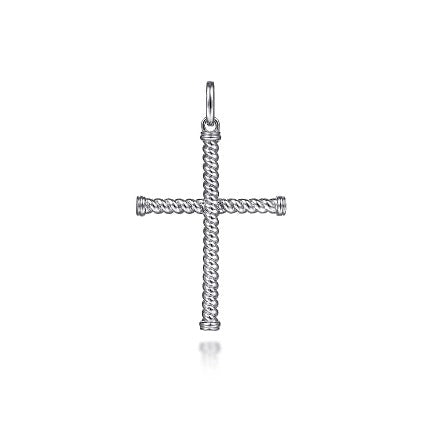 925 Sterling Silver Twisted Rope Cross Pendant