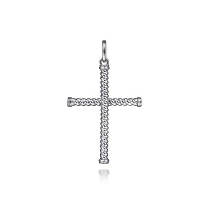 925 Sterling Silver Twisted Rope Cross Pendant