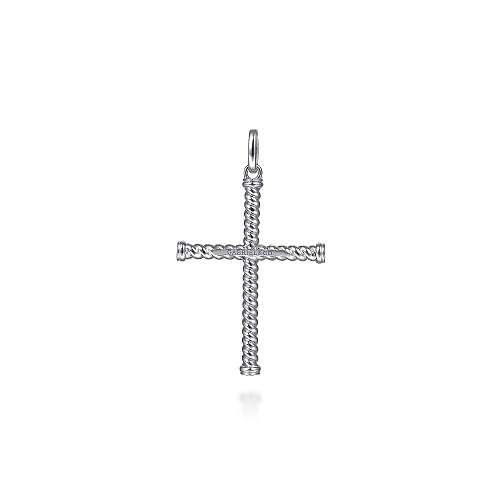 925 Sterling Silver Twisted Rope Cross Pendant