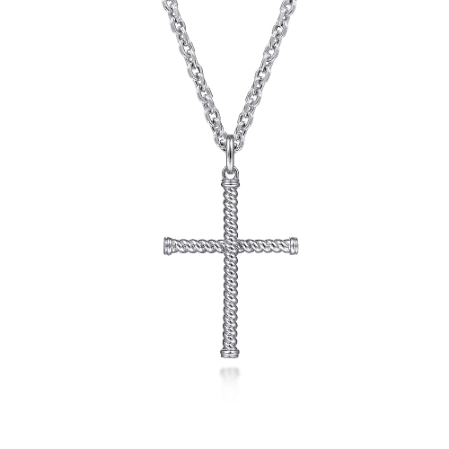 925 Sterling Silver Twisted Rope Cross Pendant