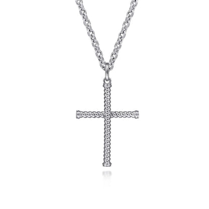 925 Sterling Silver Twisted Rope Cross Pendant