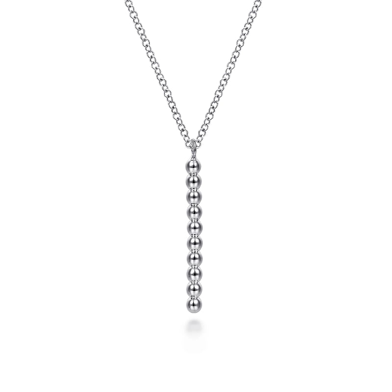 925 Sterling Silver Vertical Bar Bujukan Bead Necklace