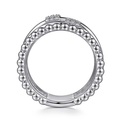 925 Sterling Silver White Sapphire Criss Cross Ring