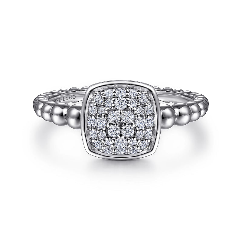 Gabriel & Co | 925 Sterling Silver White Sapphire Pave Bujukan Signet Ring