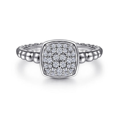 Gabriel & Co | 925 Sterling Silver White Sapphire Pave Bujukan Signet Ring