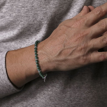 925 Sterling Silver and Malachite Beaded Bracelet