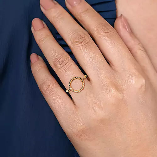 14K Yellow Plain Gold Bujukan Open Circle Ladies Ring