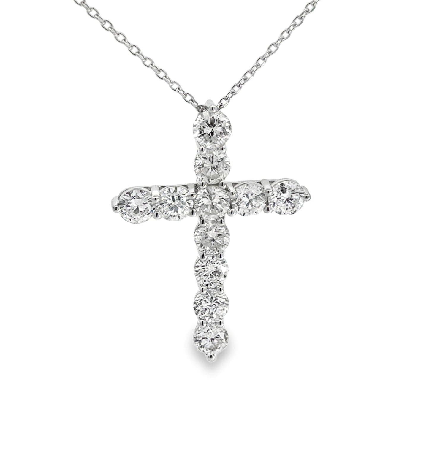 14K White Gold Diamond Cross Pendant - 4.88 Carats
