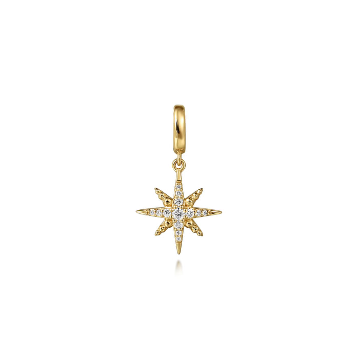 14K Yellow Gold Diamond Star Charm