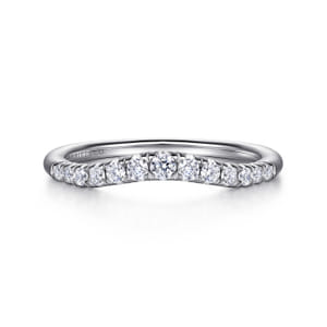 Gabriel & Co | Annecy - Curved 14K White Gold French Pave Diamond Wedding Band - 0.25 ct