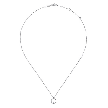 925 Sterling Silver Diamond Circle Pendant Necklace