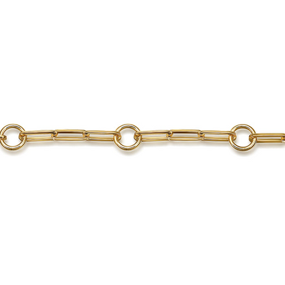 14K Yellow Plain Gold Link Chain Bracelet