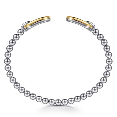 14K Yellow Gold and Sterling Silver Bujukan Open Bangle Bracelet