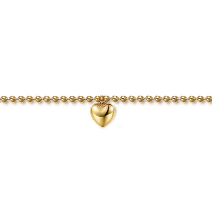 14K Yellow Gold Bujukan Heart Charm Bracelet