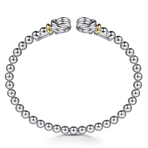 14K Yellow Gold and Sterling Silver Bujukan Knot Open Bangle Bracelet