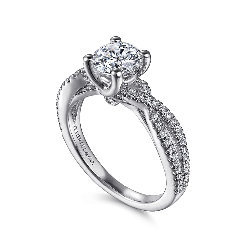 Gina - 14K White Gold Round Twisted Diamond Engagement Ring