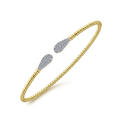 14K Yellow Gold Bujukan Diamond Teardrops Bangle