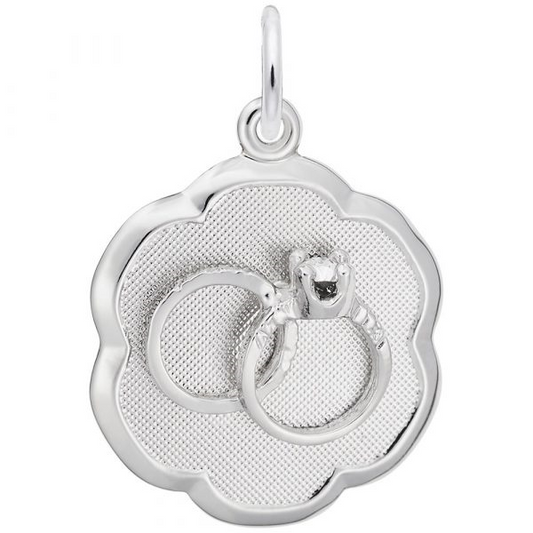 Wedding Rings Scalloped Disc Charm