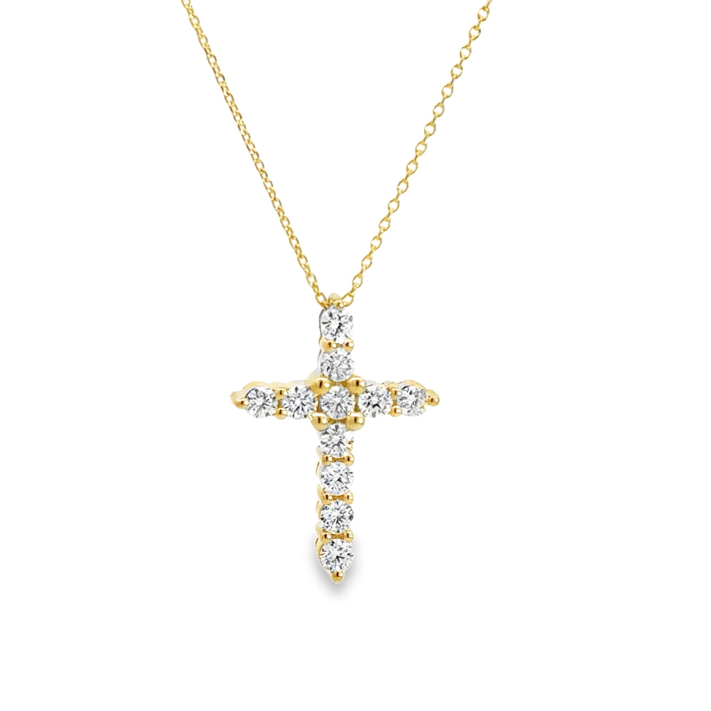 14K Yellow Gold Diamond Cross Pendant - 0.55ct