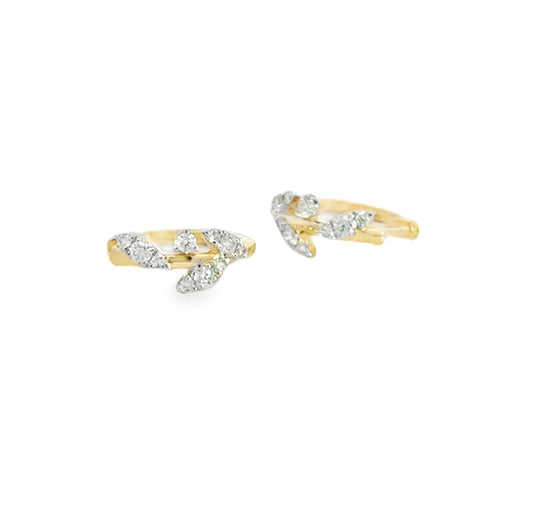 14K Leaf Diamond Earrings