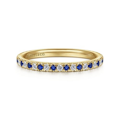 14K Yellow Gold Sapphire and Diamond Stackable Ring