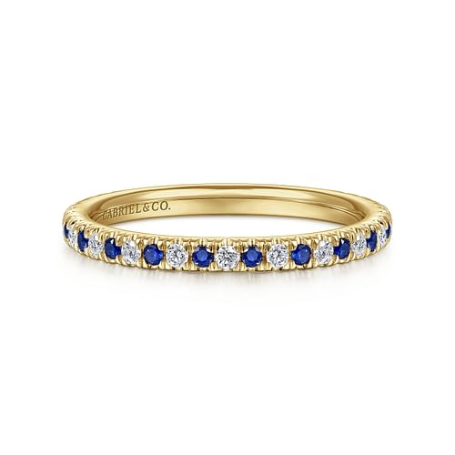 14K Yellow Gold Sapphire and Diamond Stackable Ring