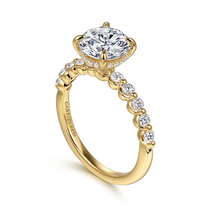 14K Yellow Gold Round Diamond Engagement Ring