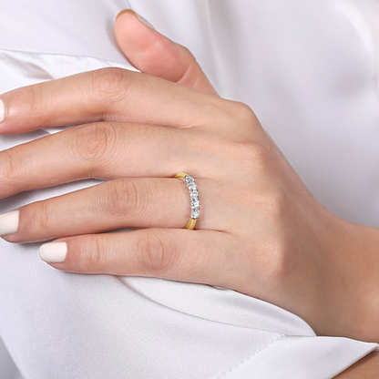 14K White-Yellow Gold 5 Stone Diamond Anniversary Band