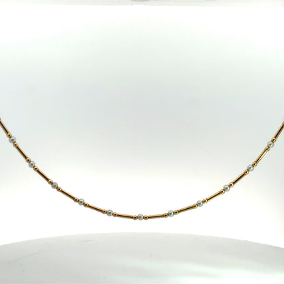 Kirkland Jewelry Estate | Pre-Owned 14K Yellow Gold Tube and Bead Pearl Necklace
