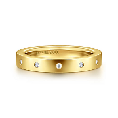 14K Yellow Gold Burnish Diamond Eternity Band (.09 CTW)