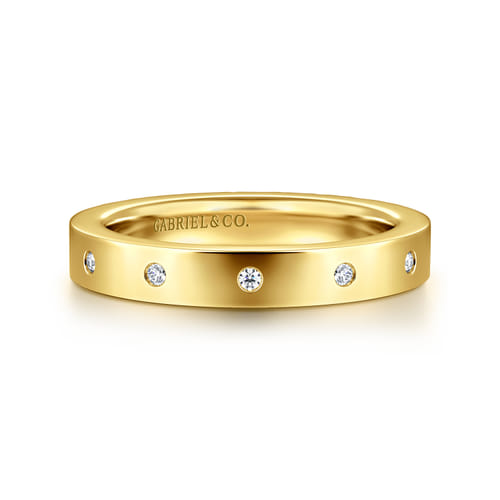 14K Yellow Gold Burnish Diamond Eternity Band (.09 CTW)