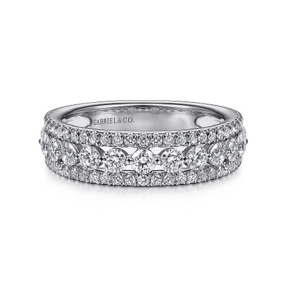 Wide 14K White Gold Diamond Anniversary Band - 1.05ct