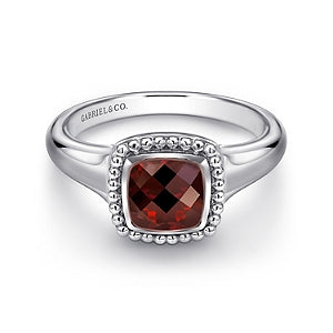 925 Sterling Silver Bujukan Garnet Signet Ring