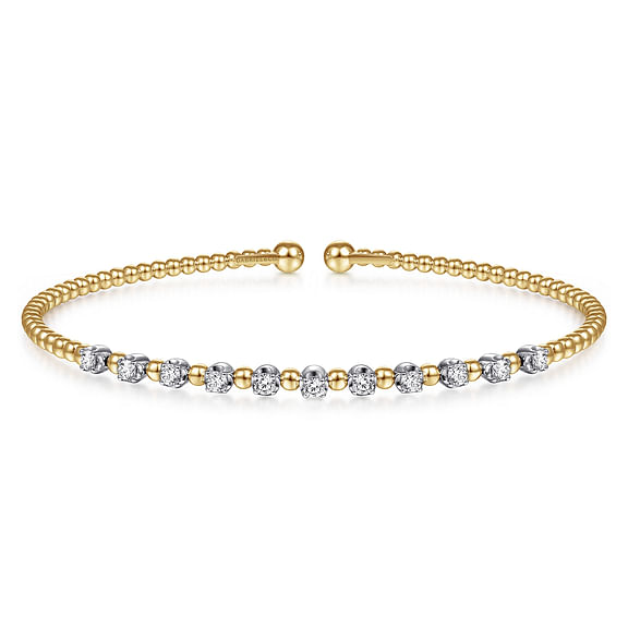 14K White-Yellow Gold Bujukan Diamond Split Bangle