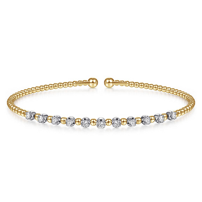 14K White-Yellow Gold Bujukan Diamond Split Bangle