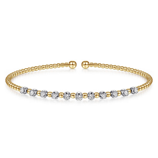 14K White-Yellow Gold Bujukan Diamond Split Bangle