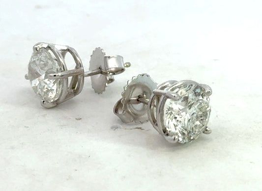 **Glamorous Princess-Cut Diamond Earrings in 14K White Gold - Timeless Elegance**