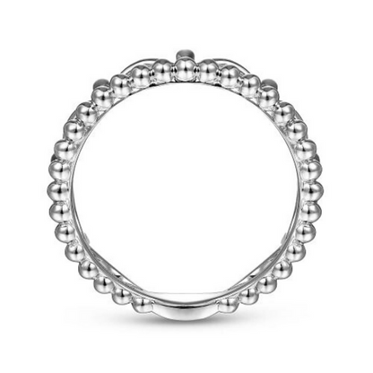 14K White Gold Bujukan Bead Crown Ring