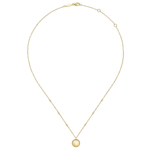 14K Yellow Gold Bujukan Cross Pendant Necklace