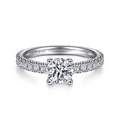Gabriel & Co | Amira - 14K White Gold Round Diamond Engagement Ring