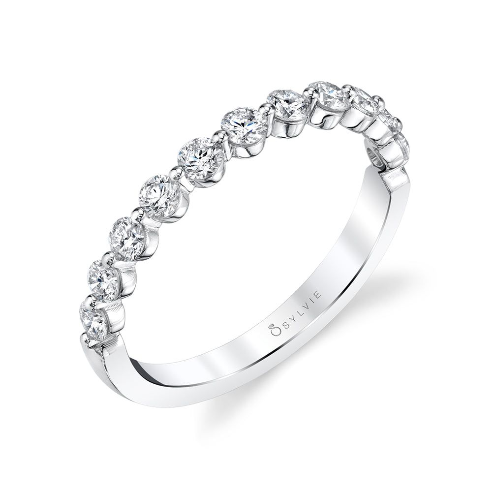 14K White Gold Diamond Wedding Band - 0.75ct